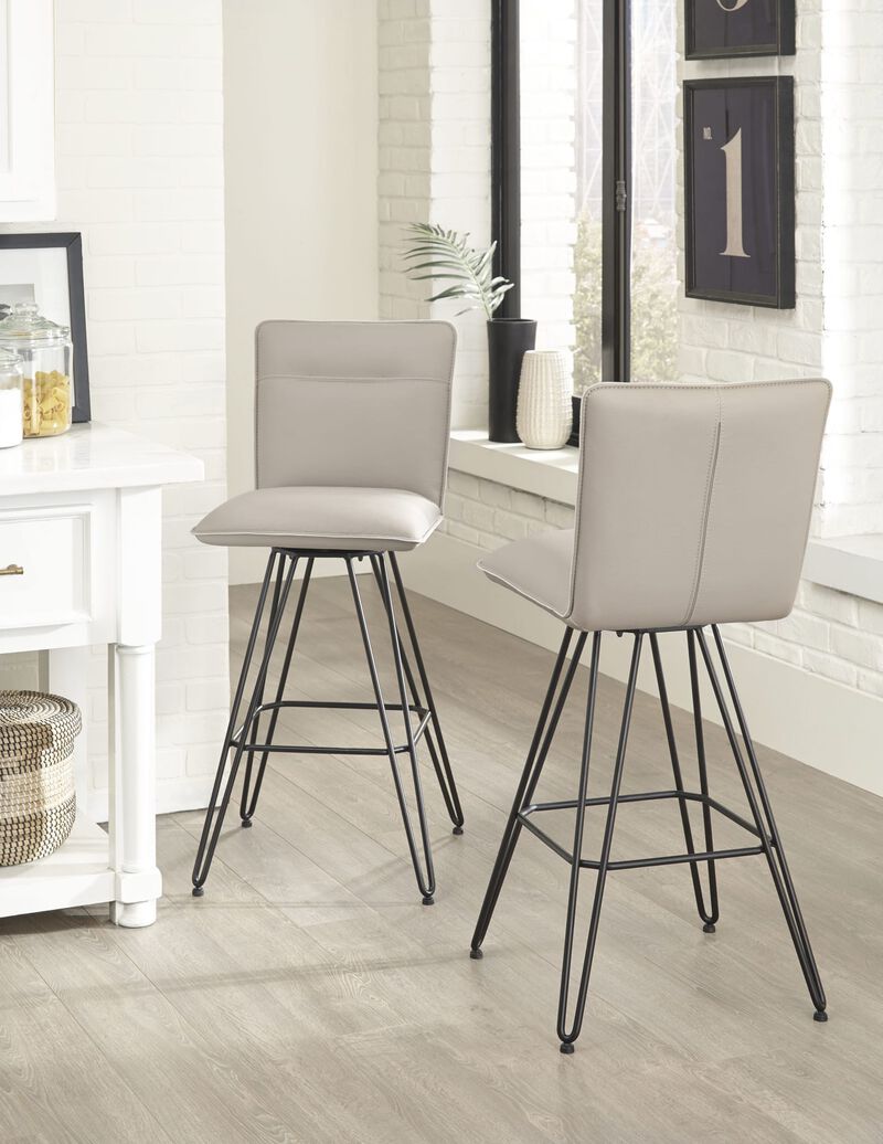 Demi Hairpin Leg Swivel Bar Stool in Taupe - Set of 2