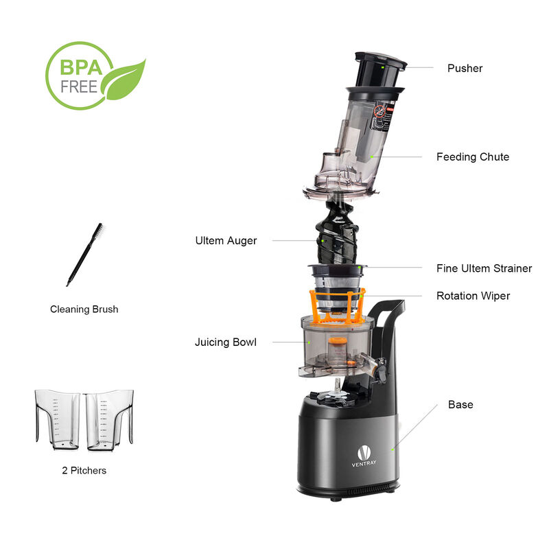 VENTRAY Cold Press Juicer, Masticating Juicer, Compact Slow Press Juice Extractor