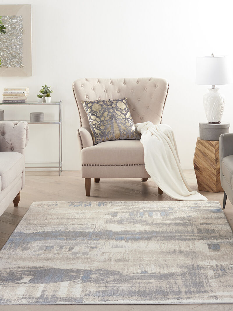 Solace SLA07 Ivory/Gray/Blue 5'3" x 7'3" Rug image number 7