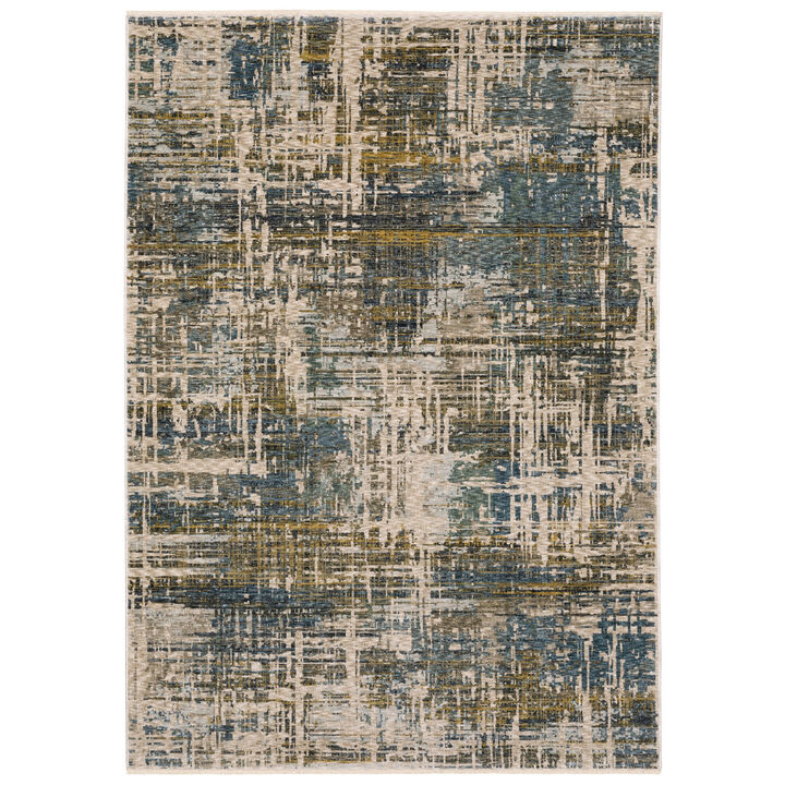 HomeRoots Abstract Area Rug With Fringe