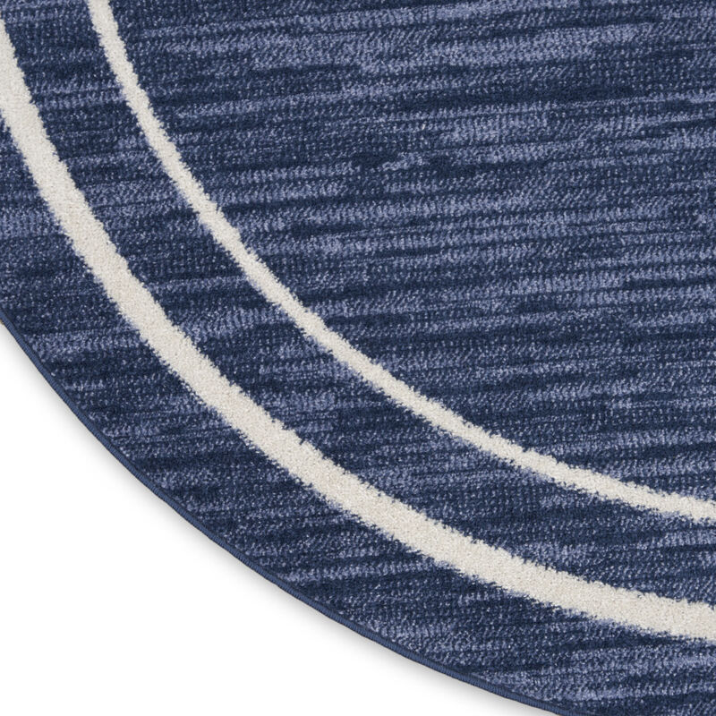 HomeRoots 4' Navy Blue And Ivory Round Indoor Outdoor Area Rug image number 3