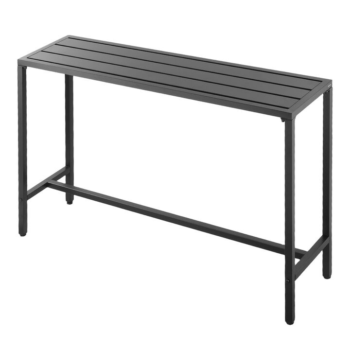 Outdoor Bar Table Rectangle Counter Height Patio Table with Waterproof Top & Metal Frame