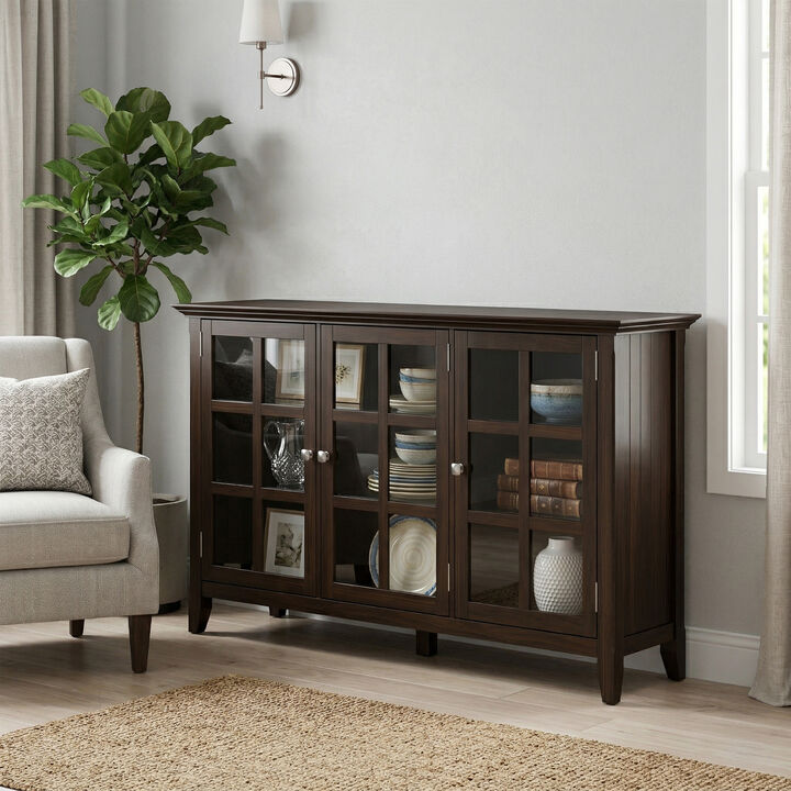 Acadian SOLID WOOD 62 inch Wide Transitional Wide Storage Cabinet in Brunette Brown