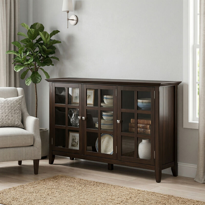 Acadian SOLID WOOD 62 inch Wide Transitional Wide Storage Cabinet in Brunette Brown image number 1