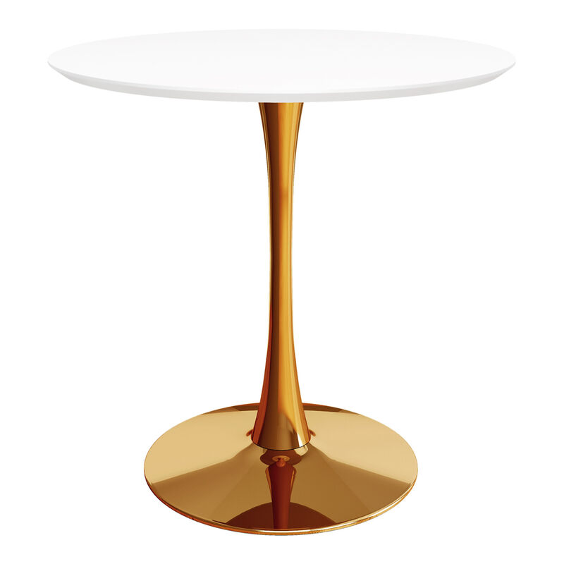 HomeRoots 36" White And Gold Metal Dining Table