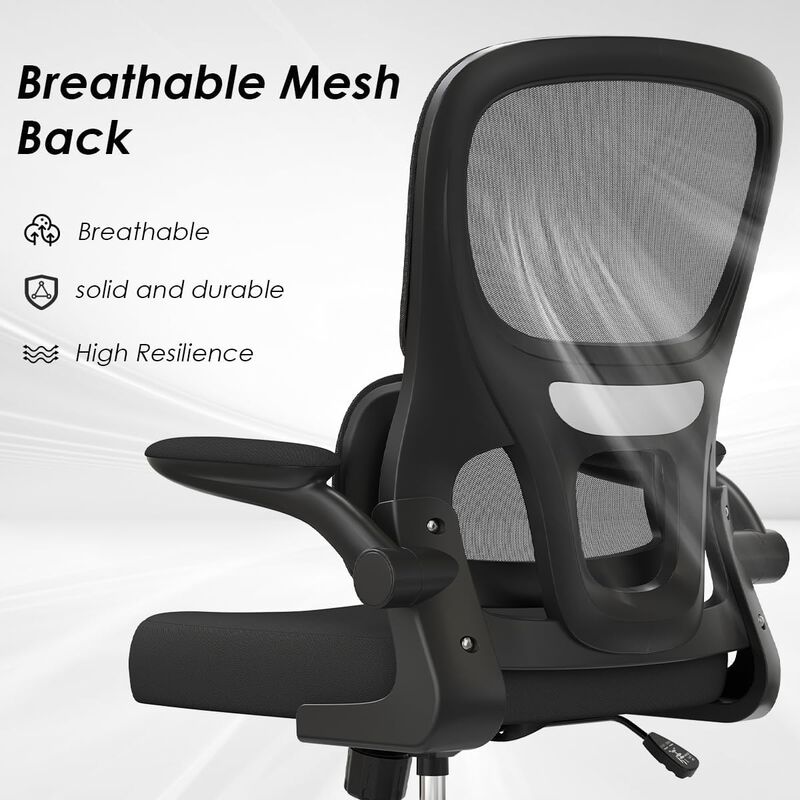 Petrimins Layered-Back Office Chair with Lumbar Support, Adjustable Height, Back Pain Friendly Task Chair with Flip-Up Armrests for Home, Office image number 2