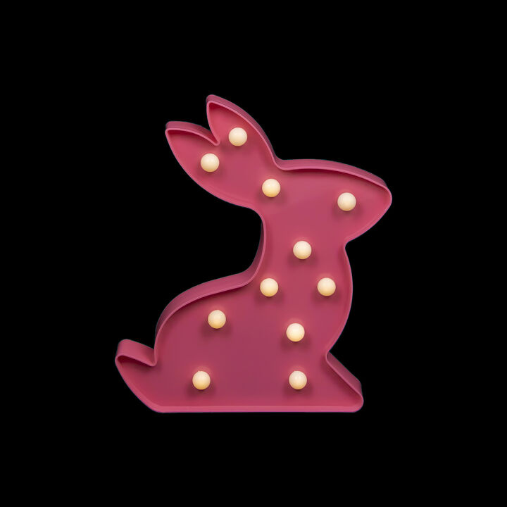 9.5" LED Lighted Pink Easter Bunny Marquee Wall Sign
