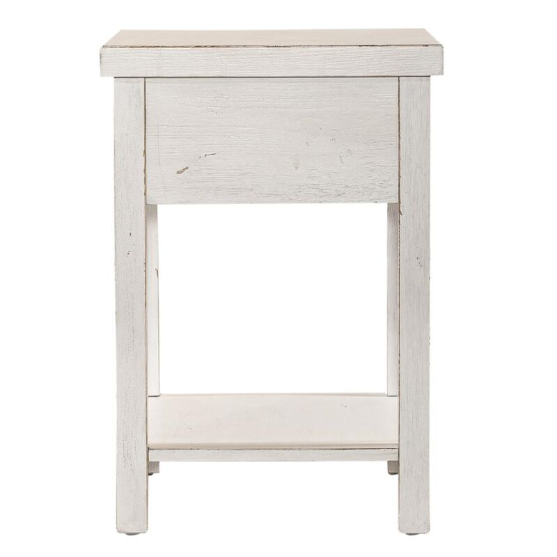 Liberty Furniture Modern Farmhouse Drawer Chair Side Table in Dusty w/ Heavy Distressing image number 2