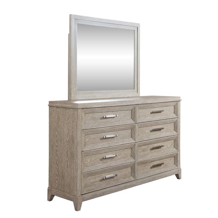 Liberty Furniture Dresser & Mirror in Rubberwood Solids w/ Split Heart Oak Veneers