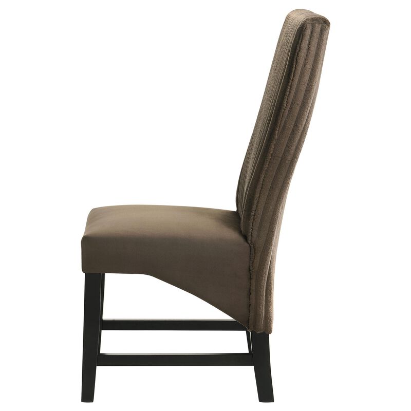 Ranna Dining Chair Set of 2, Brown Velvet Foam Cushions, Hardwood - Benzara