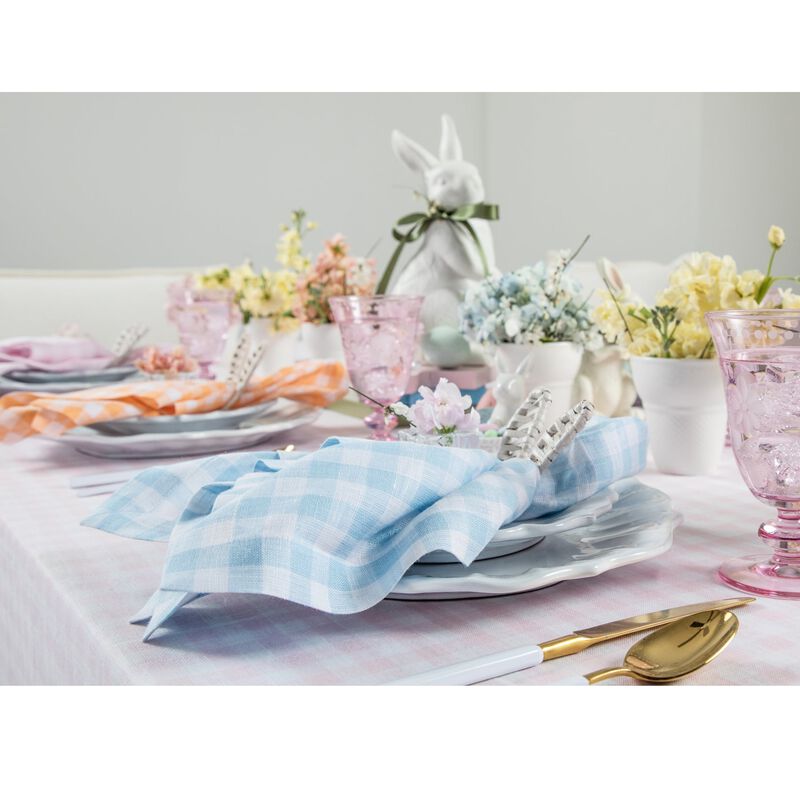 Solino Home Gingham Check 100% Linen Dinner Napkins &ndash; Set of 4, 20 x 20 in, Machine Washable, Holiday and Everyday Dining