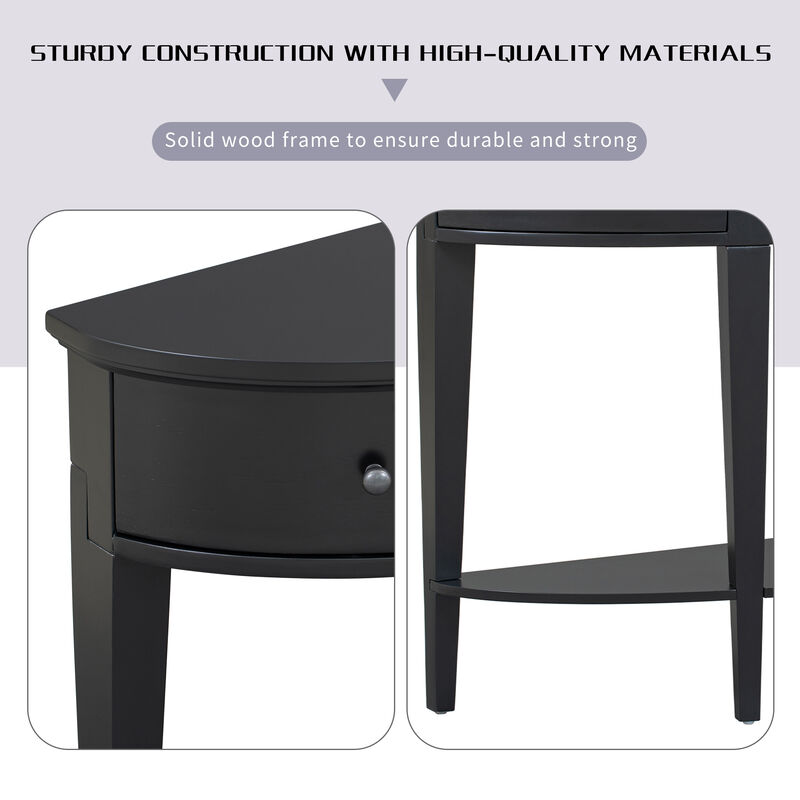 Modern Curved Console Table Sofa Table with 3 drawers and 1 Shelf for Hallway, Entryway