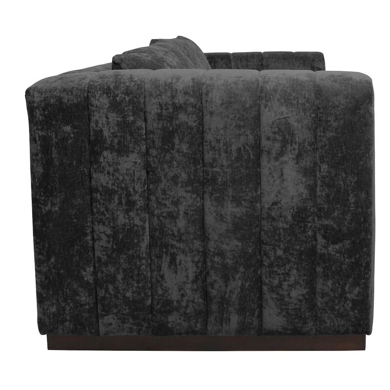 Mid-Century Modern Upton Loveseat in Prism Black with 2 Toss Pillows