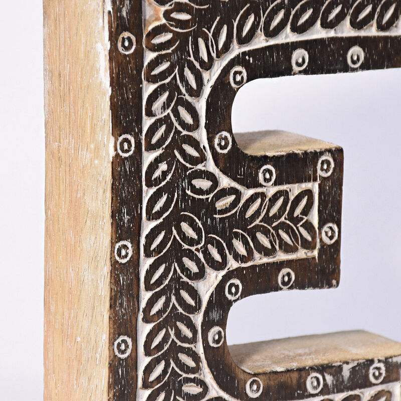 Vintage Natural Handmade Eco-Friendly "E" Alphabet Letter Block For Wall Mount & Table Top Décor