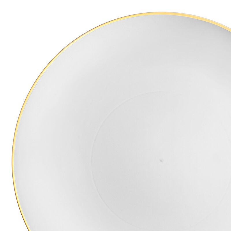 7.5" White with Gold Rim Organic Round Plastic Salad Plates (120 Plates) image number 9