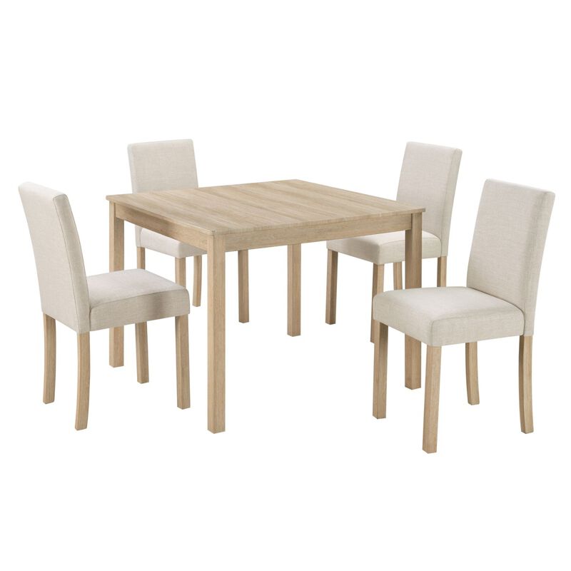 5 Piece Dining Table Set with 4 Chairs, square wooden dining table set for kitchen, dining table set for 4, modern dining furniture set image number 0