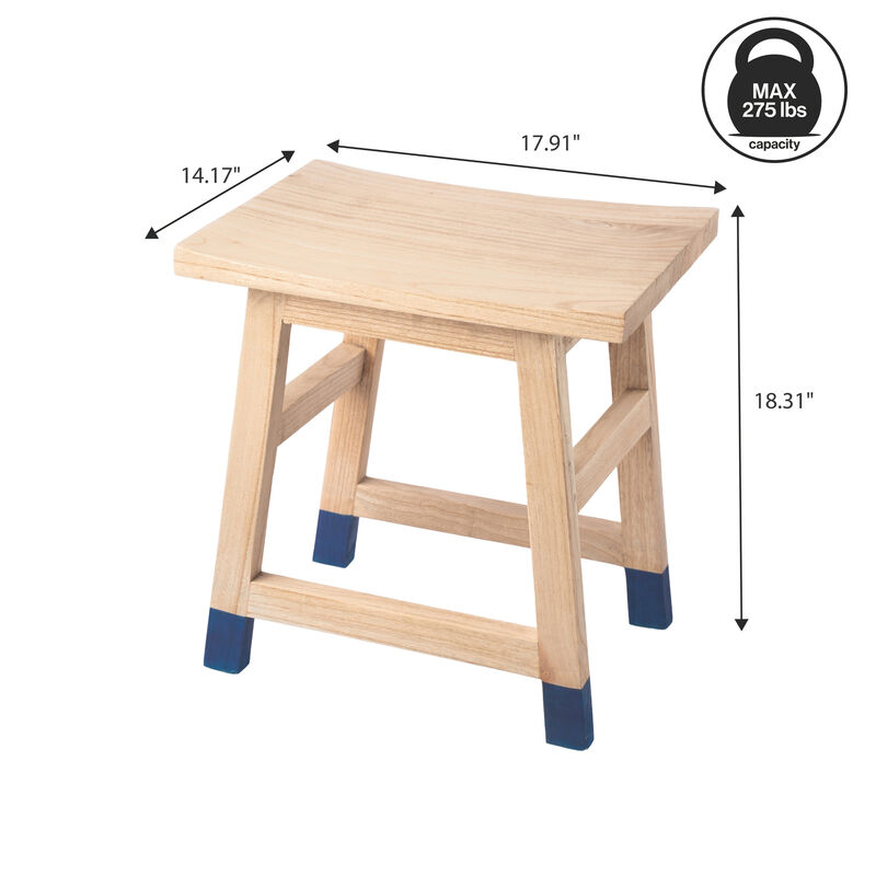 Finesse Classic Casual Handcrafted Solid Mindi Wood Accent Stool with Tipped Legs image number 3