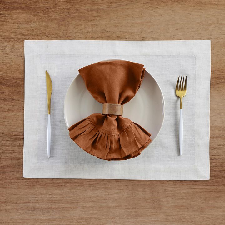 Solino Home 100% Pure Linen Dinner Napkins 20 x 20 Inch Set of 4 - Gabrielle Ruffle