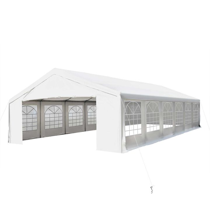 20' x 40' Carport & Party Tent, Sidewall Windows, Event Catering, Wedding Gray