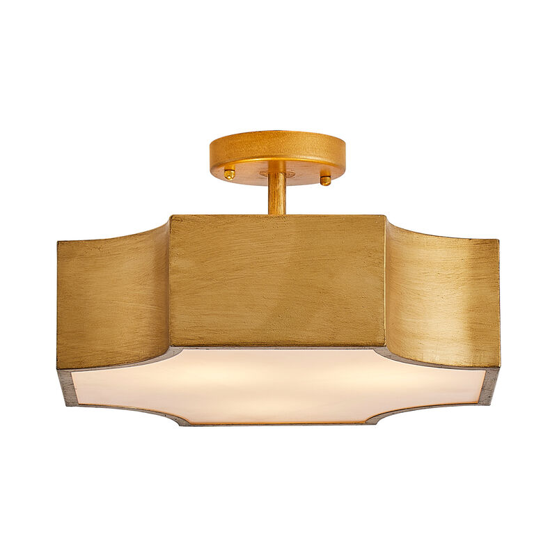 Classic Gold Metal 3-Light Semi-Flush Mount Ceiling Light