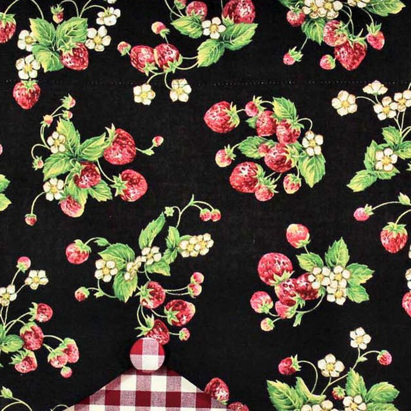 Strawberry Style Fields Petticoat 3" Rod Pocket Valance 50" x 15" Black by RLF Home