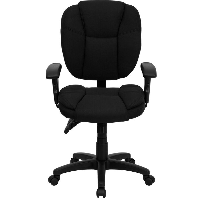 Caroline Mid-Back Fabric Multifunction Swivel Ergonomic Task Office Chair with Pillow Top Cushioning and Arms image number 2