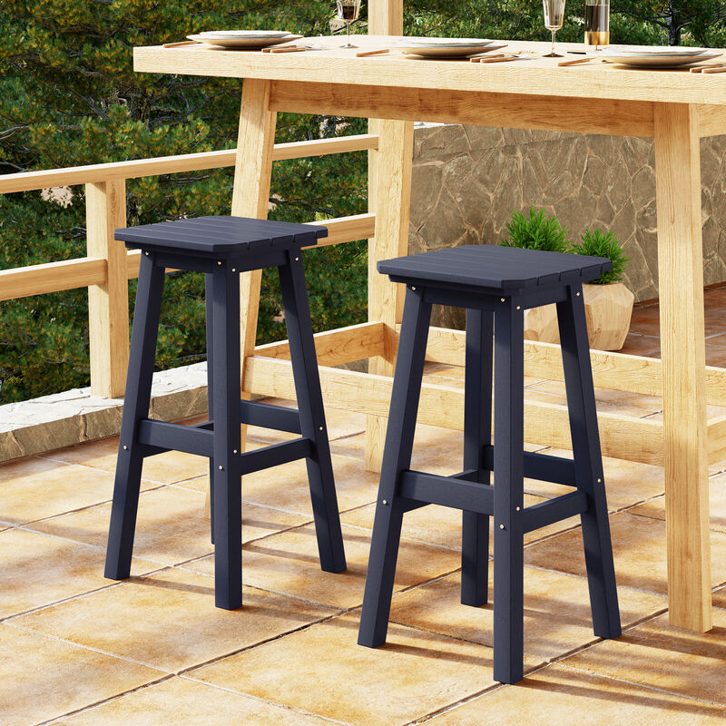 WestinTrends 29" HDPE Outdoor Patio Square Bar Stools (Set of 2) image number 1