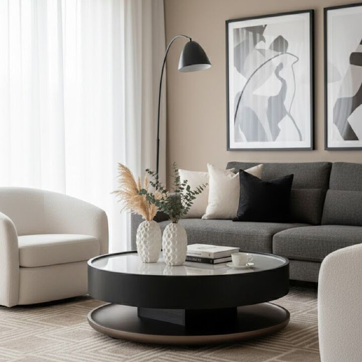 Ceramic Round Coffee Table | OROA Modern Miranda