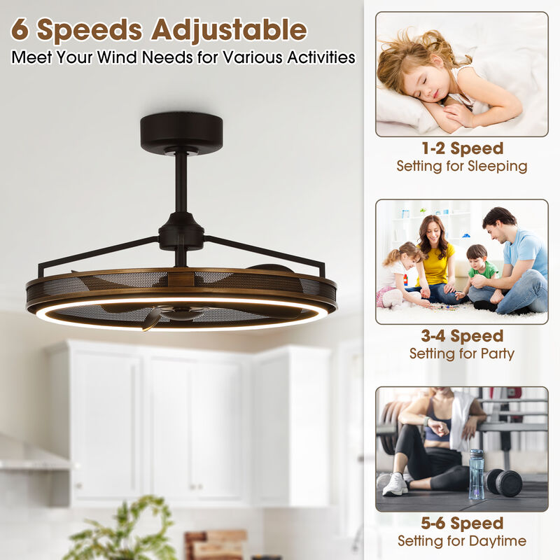 27" Industrial Metal LED Ceiling Fan with Remote Control