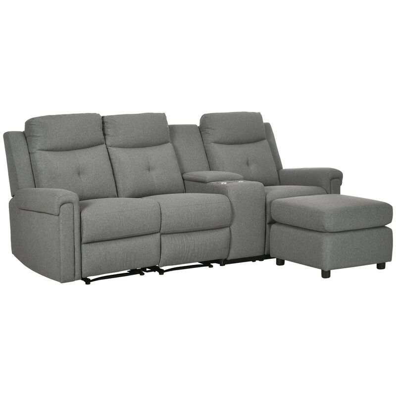 Gray Luxe Lounging: L-Shaped Reclining Sofa with Chaise & USB