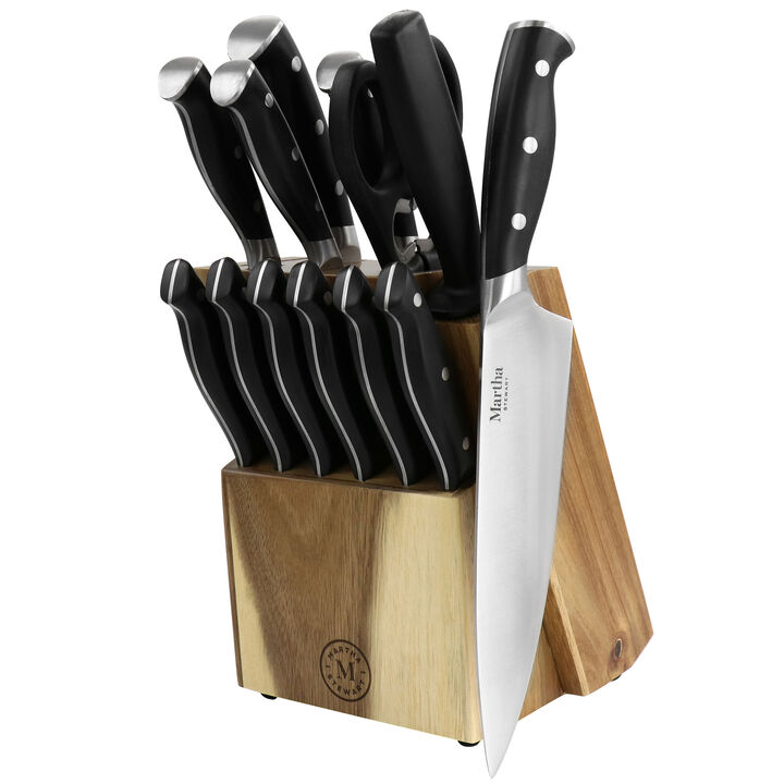 Martha Stewart Stainless Steel 14 Piece Cutlery and Knife Block Set in Black