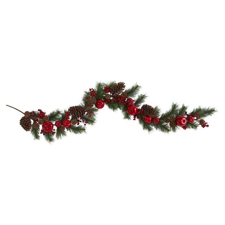 Nearly Natural 6-ft Apple, Berry and Pine Cone Artificial Garland