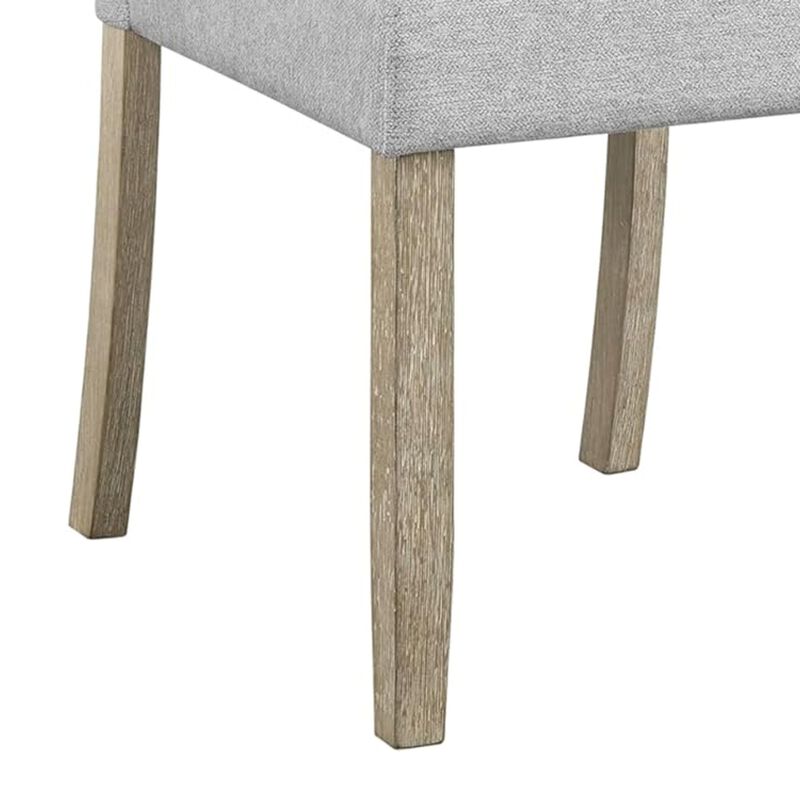 Koji Dining Chair Set of 2, Gray Fabric Padded Seat, Brown Wood Frame image number 3