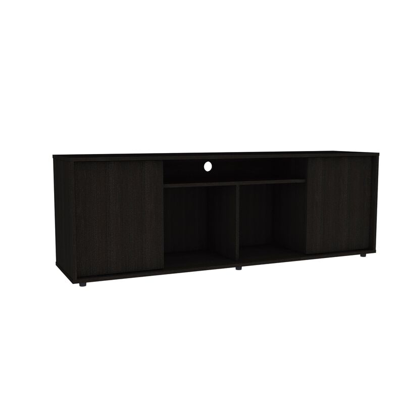 Prana Tv Stand fot TV´s up 60" Four Shelves, Two Cabinets With Single Door -Black image number 1