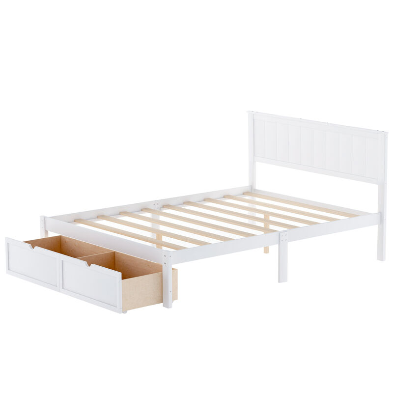 Whisen Full Size Platform Bed with 8 Legs and 2 Under-bed Drawers image number 4