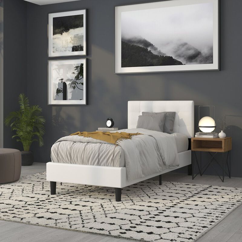 Flash Furniture Tufted Upholstered Twin Size Headboard in White Fabric image number 7