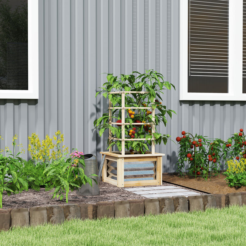 Hivvago Garden Bed with Trellis and Elevated Planter image number 1