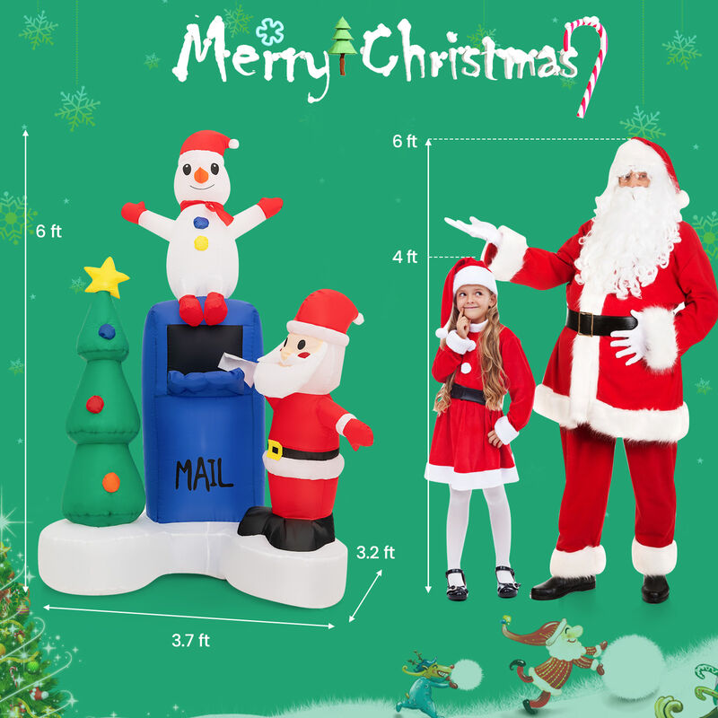 6 Feet Lighted Christmas Inflatable Mailbox Santa Claus Snowman Christmas Tree