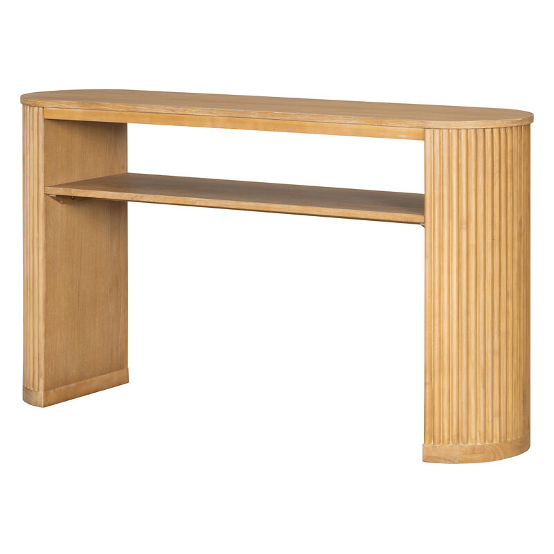 Farmhouse Oval Ash Veneer Console Table image number 0