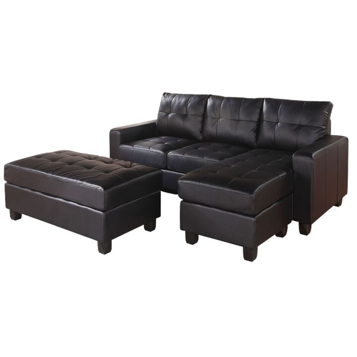 Reversible Bonded Leather Match Sectional Sofa & Ottoman Stylish and Comfortable Seating