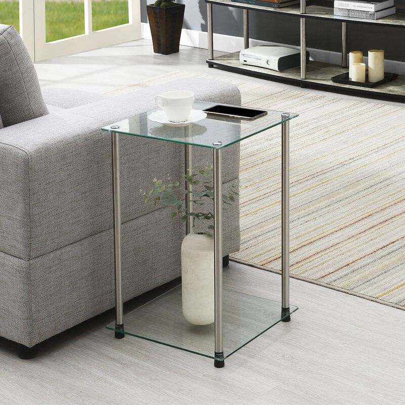 Convenience Concepts Designs2Go Classic Glass 2 Tier Square End Table