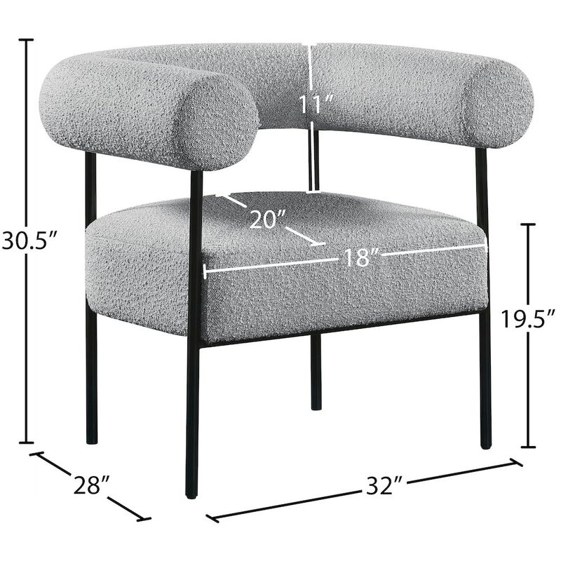 Meridian Furniture Blake Grey Boucle Fabric Accent Chair