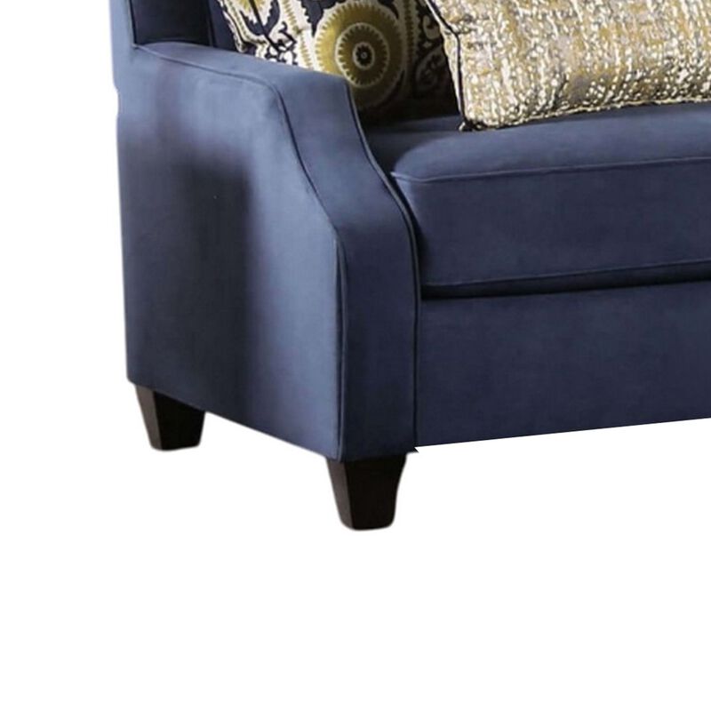 Omis Sofa, Navy Blue Velvet, 8 Accent Pillows, Solid Wood, 91 Inch image number 4