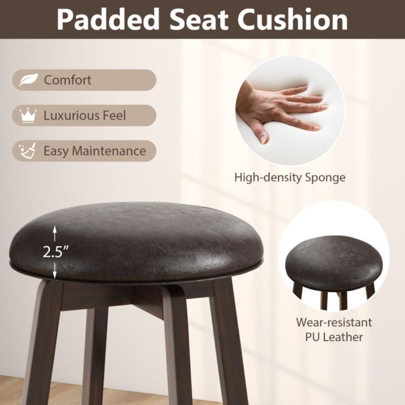 Hivvago Set of 2 Upholstered PU Leather Bar Stool with 360&deg; Swivel Round Seat