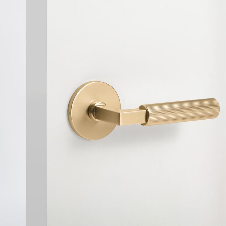 Mila Modern Linear Double Dummy Interior Door Handle with Round Rosette and Concealed Screws