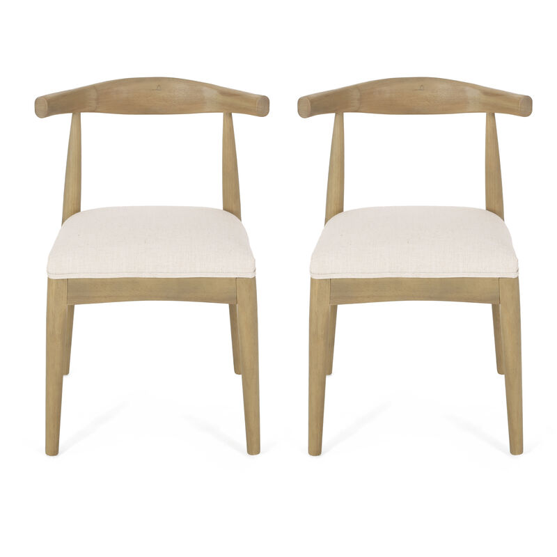 Christopher Knight Home Reed Mid-Century Modern Fabric Upholstered Wood Dining Chairs (Set of 2)