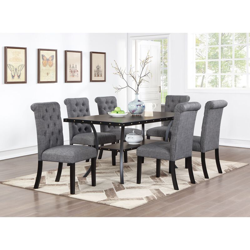 Streamdale Contemporary Charcoal Fabric Dining Chairs Set image number 9