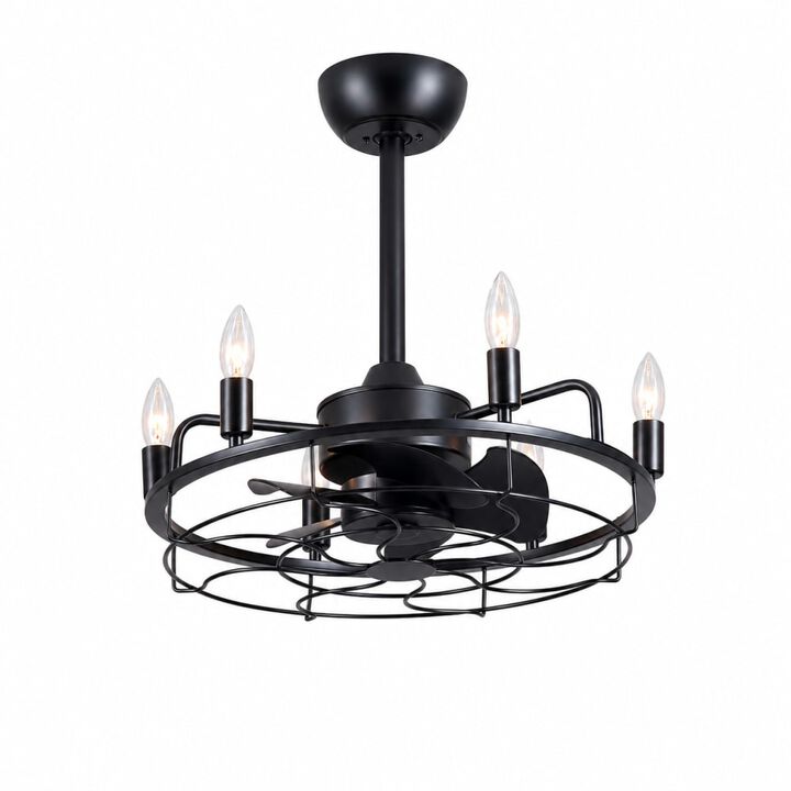 ELEMENT ACE Industrial Caged Fandelier Ceiling Fan with Lights, Remote Control, Reversible Motor, Adjustable Hanging Height