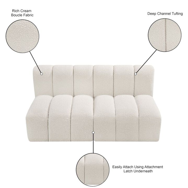 Meridian Furniture Arc Cream Boucle Fabric Modular Sofa