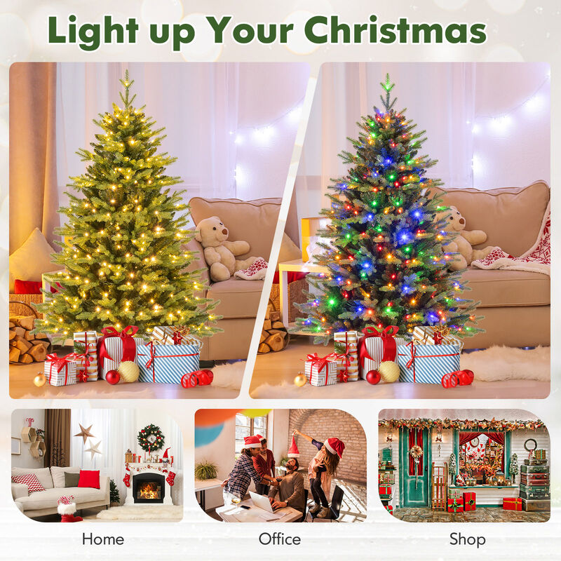 Artificial Xmas Tree Hinged with 11 Lighting Modes and Remote Control for Customizable Holiday Lighting image number 4